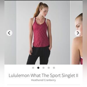 2/$20-Lululemon Athletica Heathered Cranberry Tank Top -What The Sport- Singlet